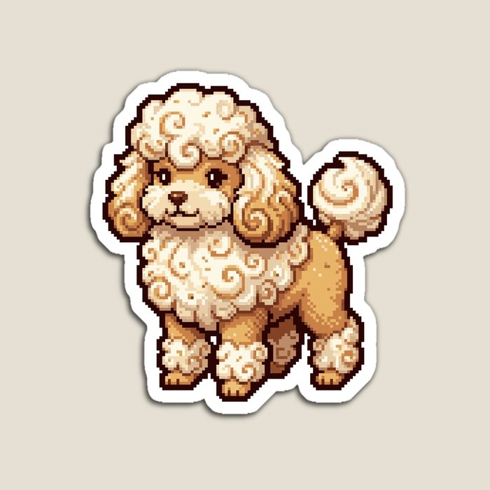 Vanilla cupcake poodle familiar pixel art magnet